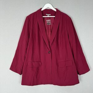 Jessica London Womens Jacket 28W Pink Single Button Knit Blazer Comfy Romantic